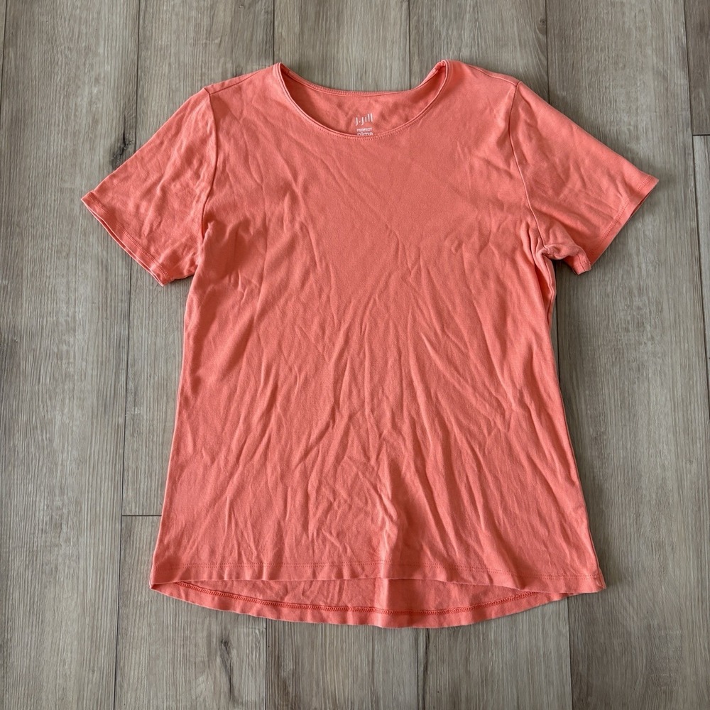 J Jill Top Womens Large Orange 100% Pima Cotton Crewneck Tee Basic‎ Minimalist